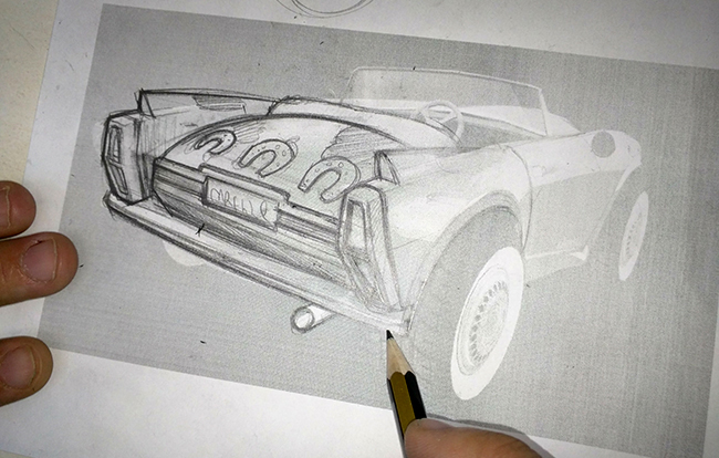 drawing car sketch using templat