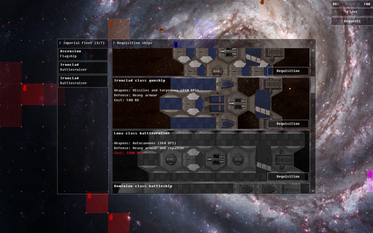 No longer constrained to gunships, the player can now bring Imperial battlecruisers and battleships to his fleet.