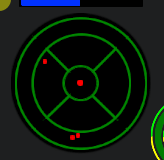 Radar display showing enemy and missile contacts 