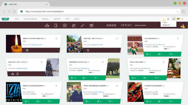 QuizWitz language select Dutch