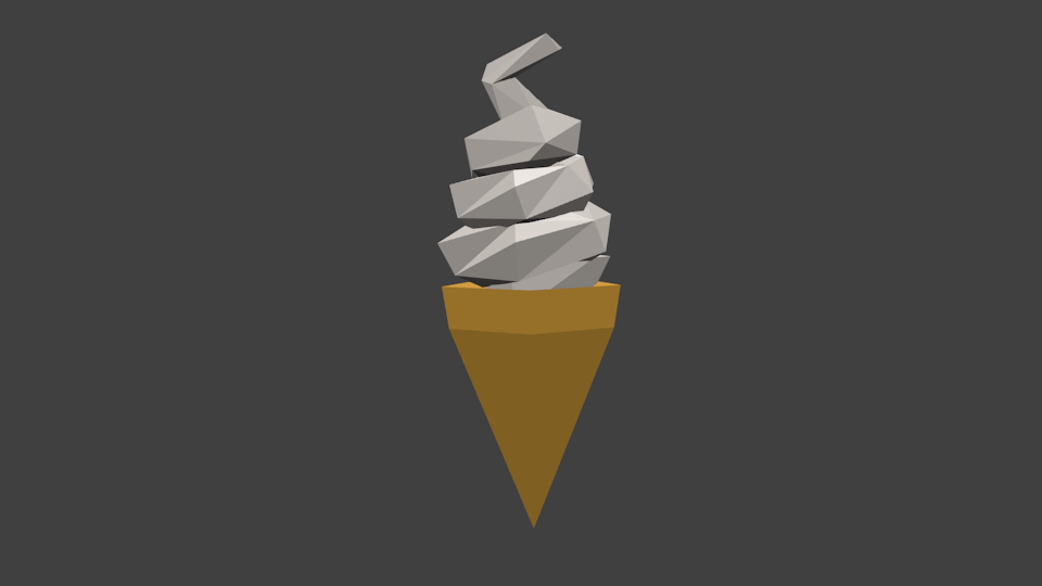 low poly ice cream cone
