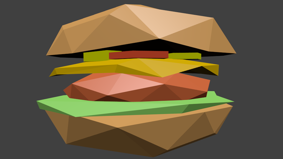 low poly hamburger