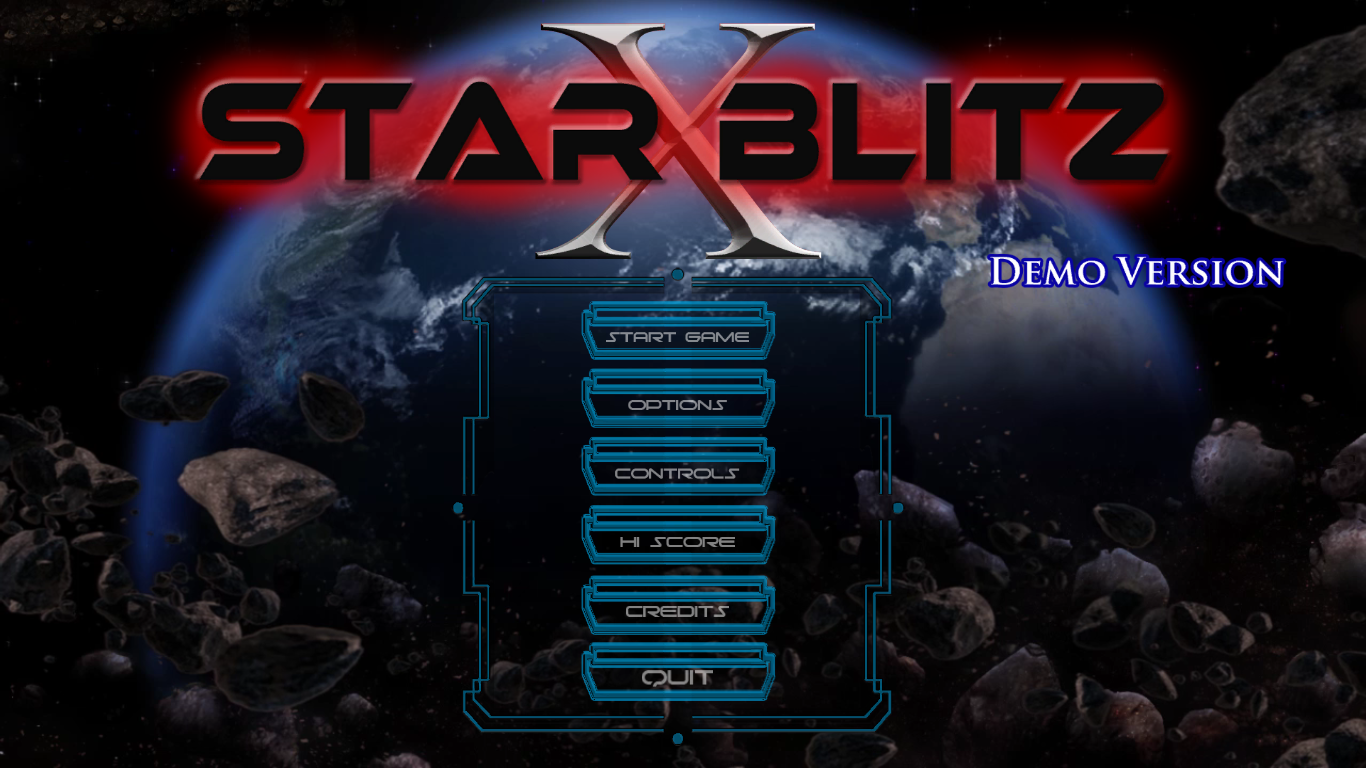  Main menu for the game called Star Blitz X