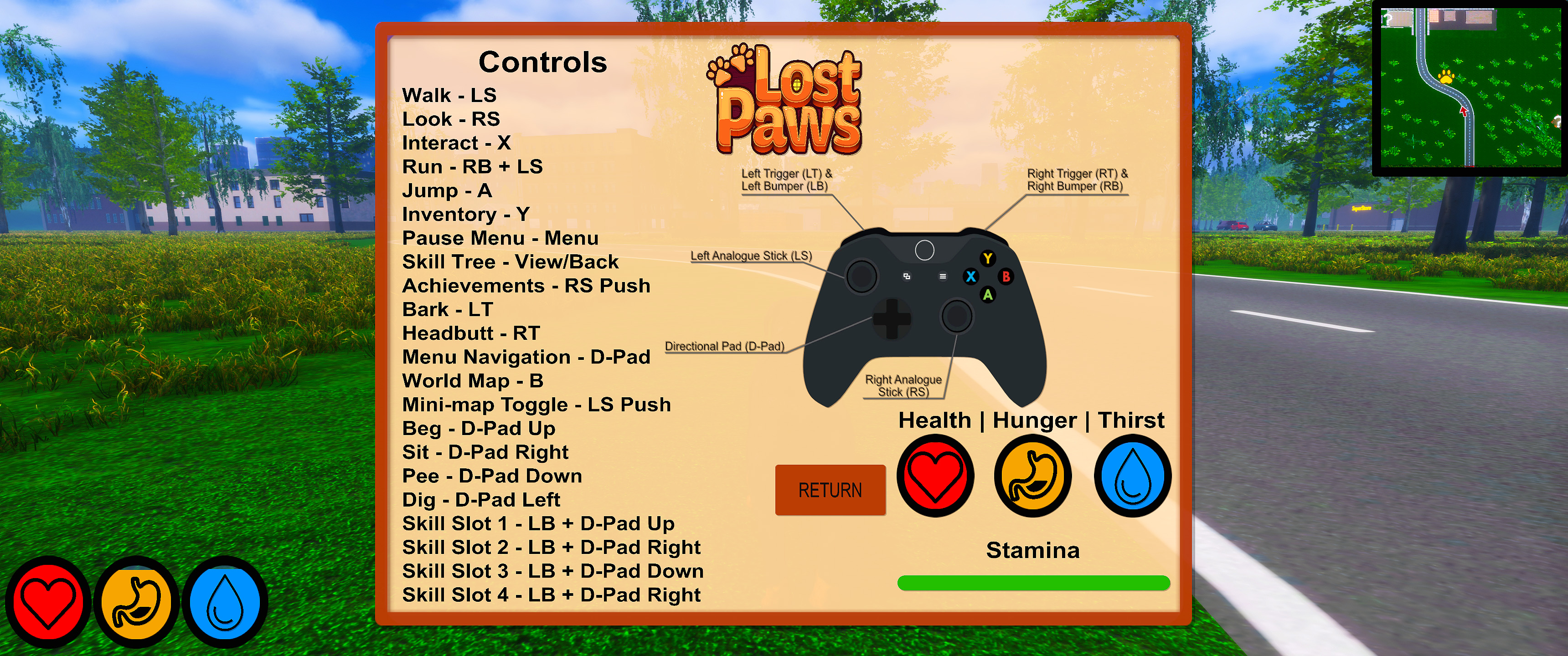 Lost Paws Controller Scheme