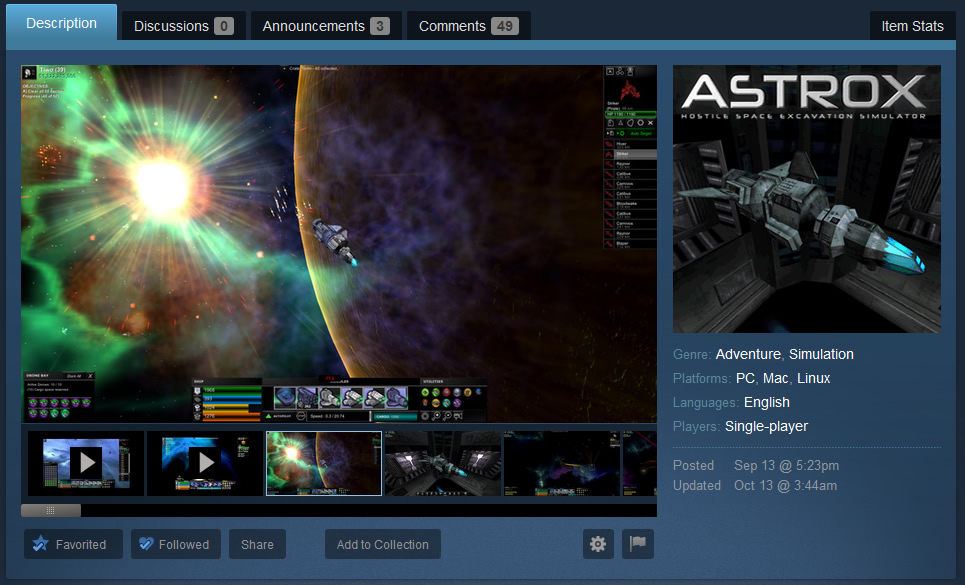 Astrox: Hostile Space Excavation on Steam