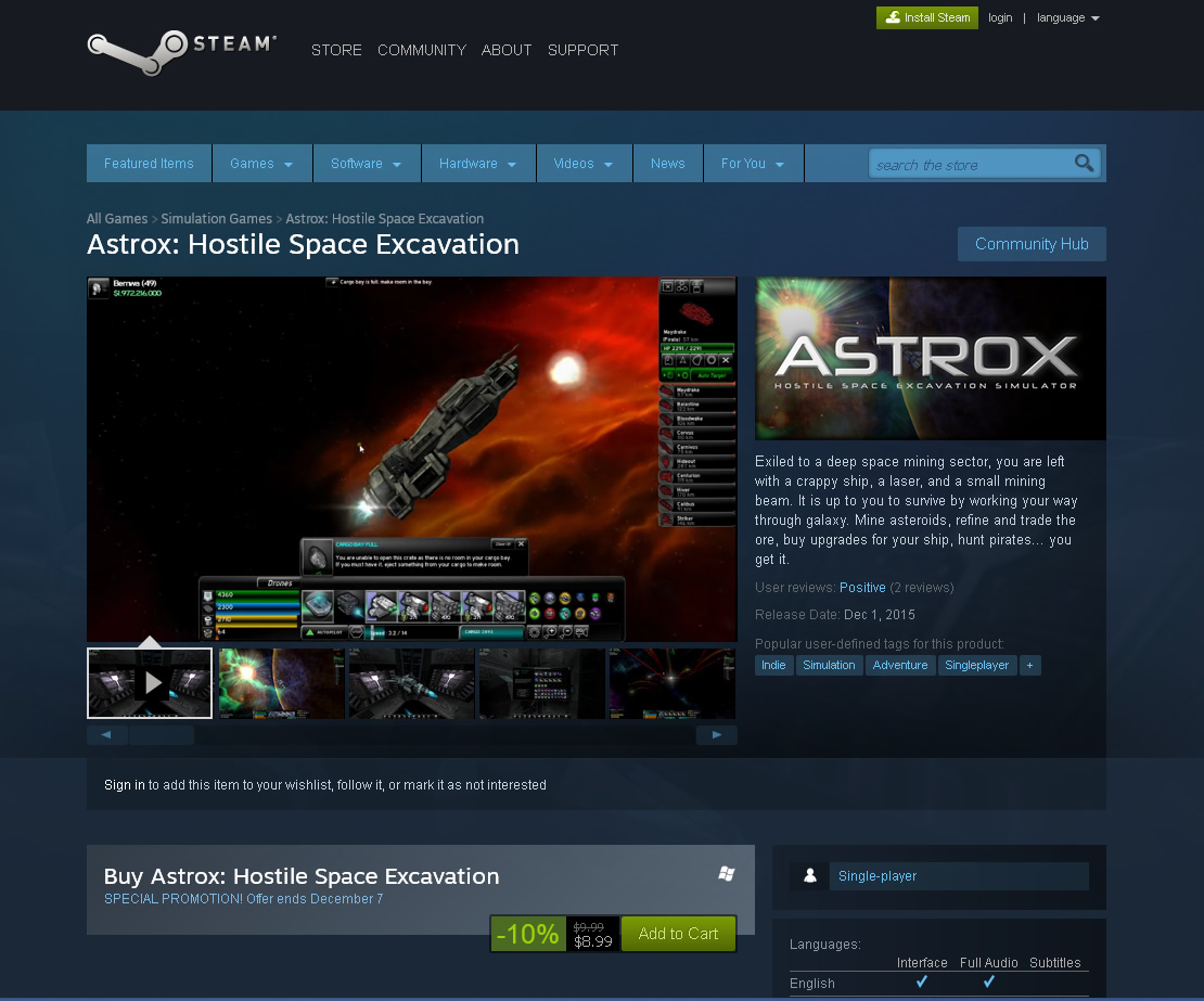 Astrox: Hostile Space Excavation on Steam