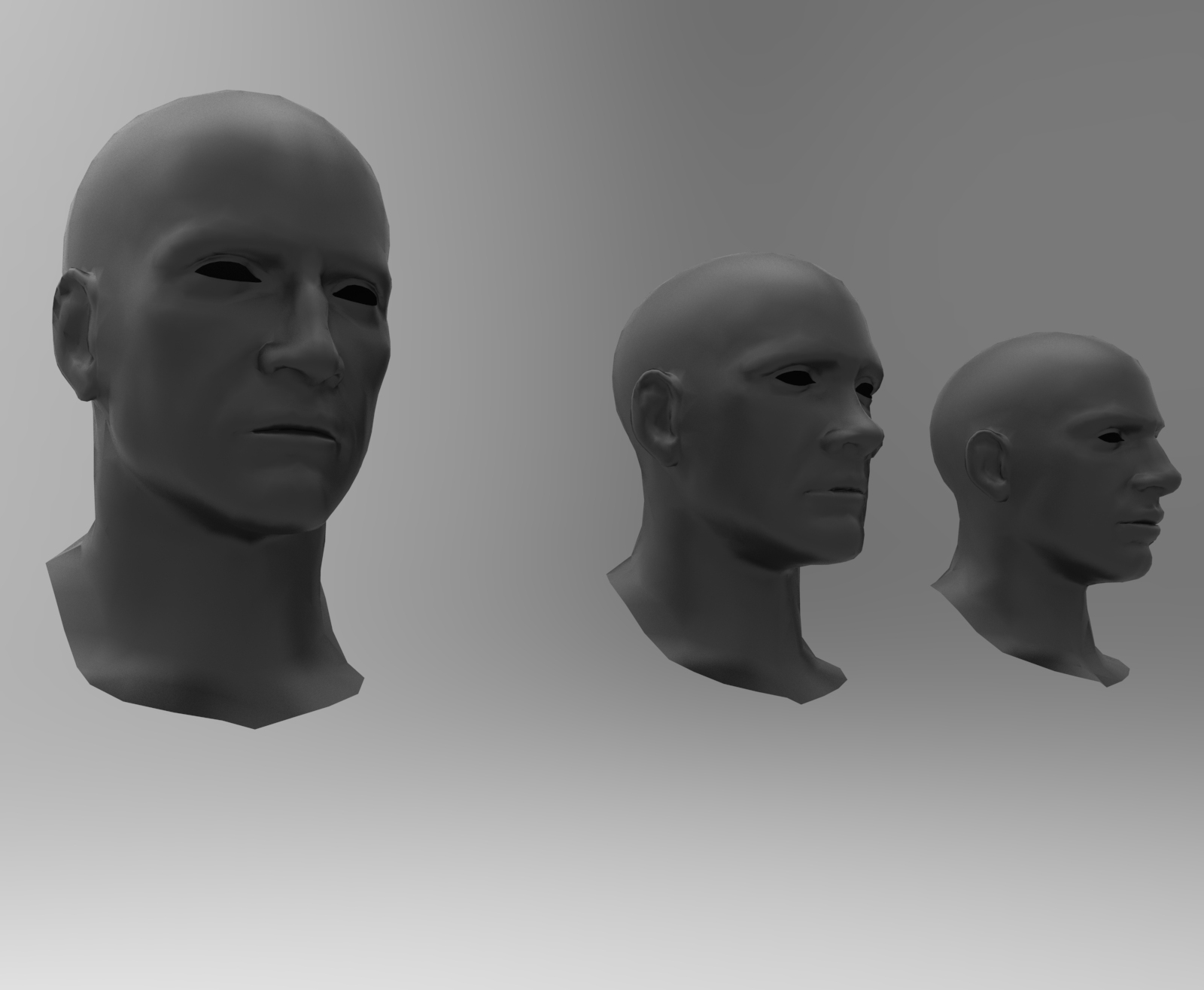 Modeled faces from the development team done by photographs by Paul