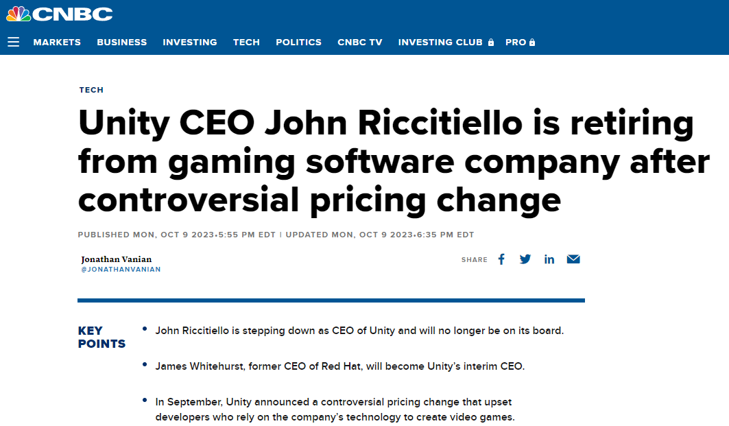 A CNBC tech article headline. 