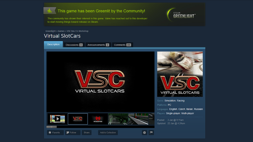 VSC steam page greenlit