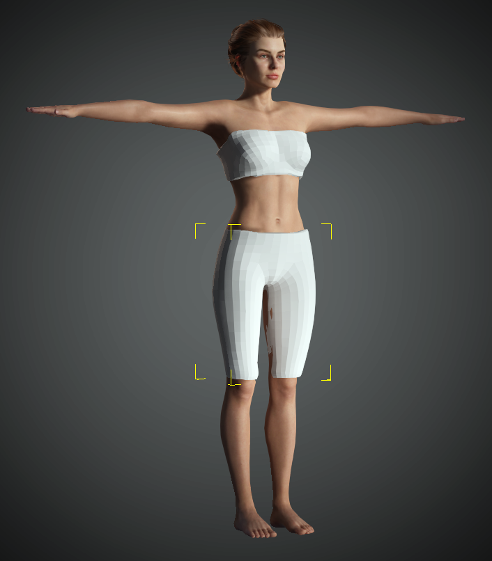 Female character model while working on clothes