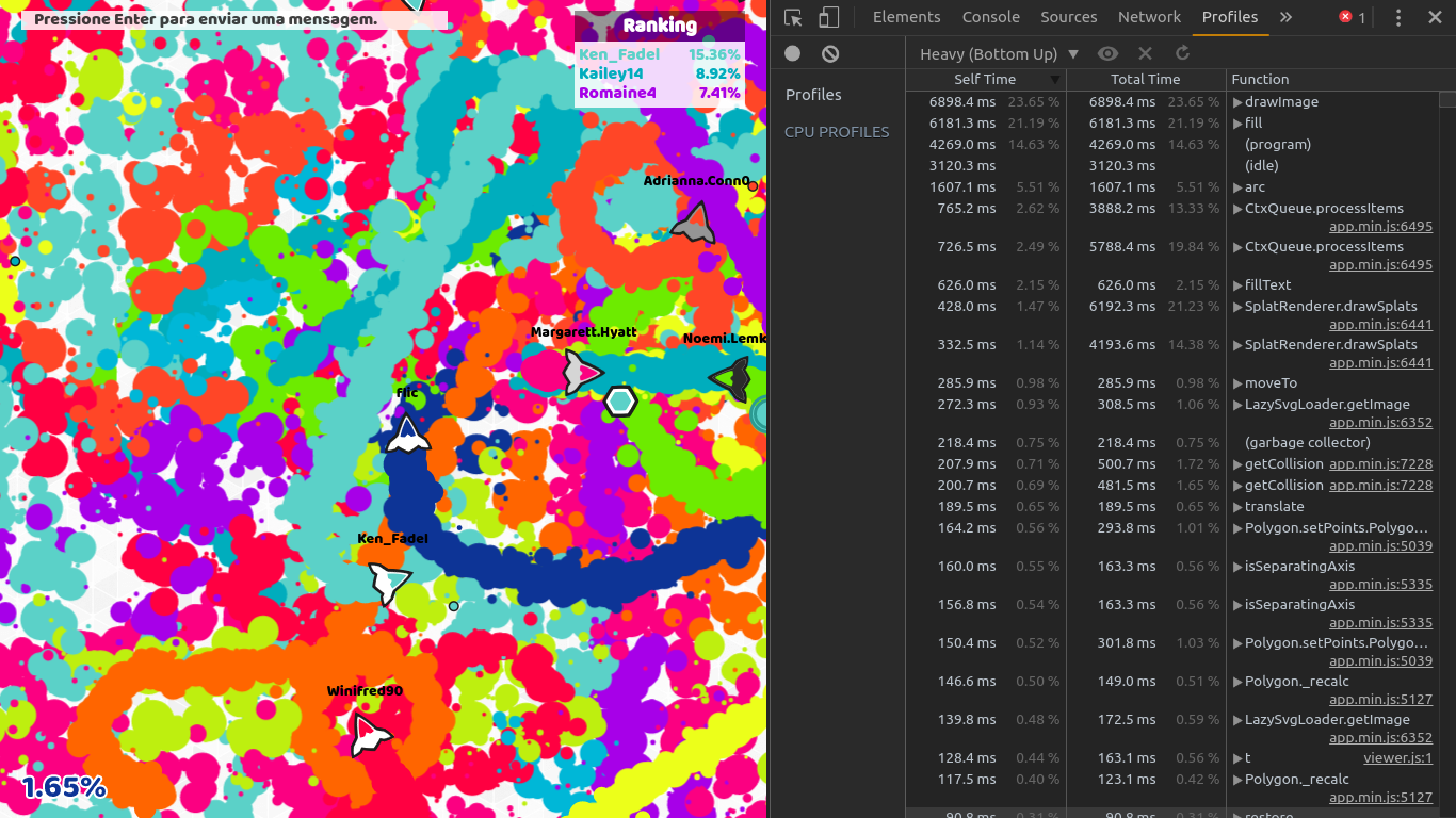 Chrome's Dev Tools profiling on Splash Wars