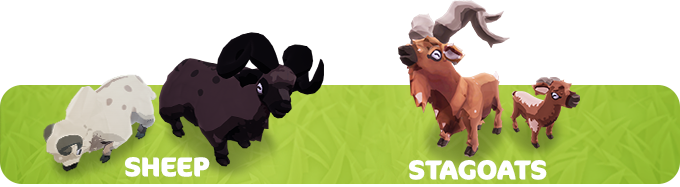 Farm Folks animals sheep and stagoats