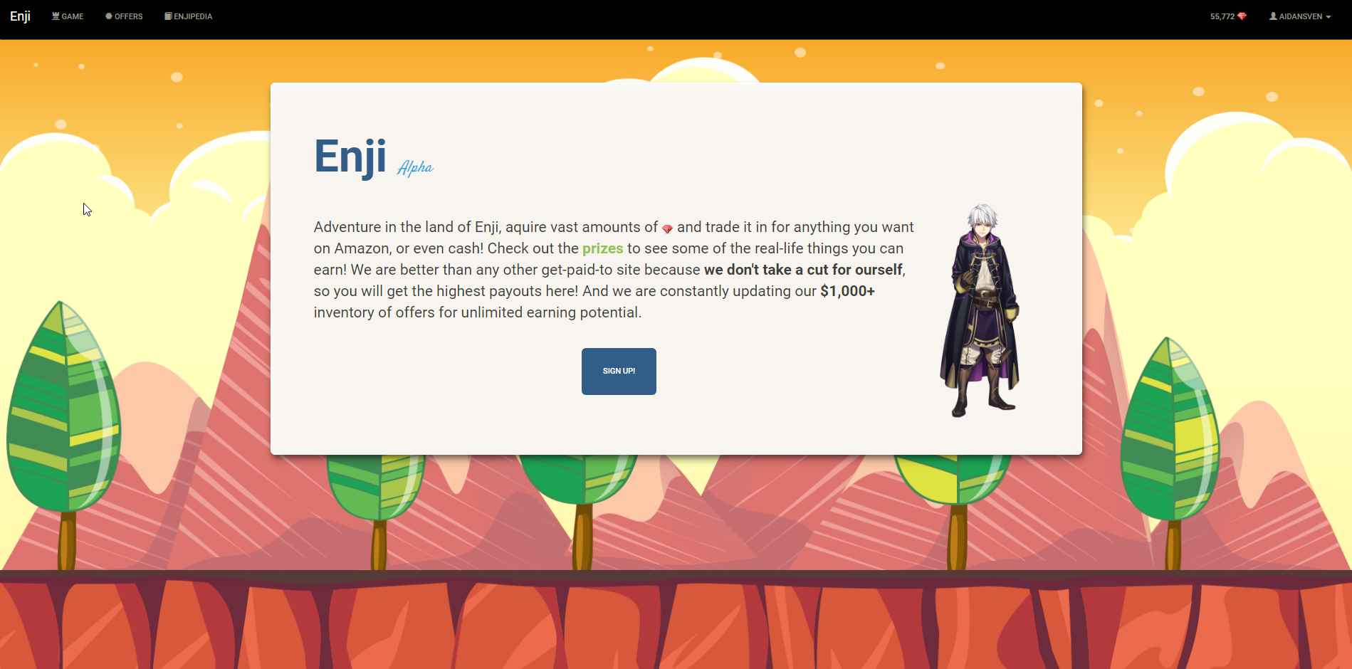 enji homepage screenshot