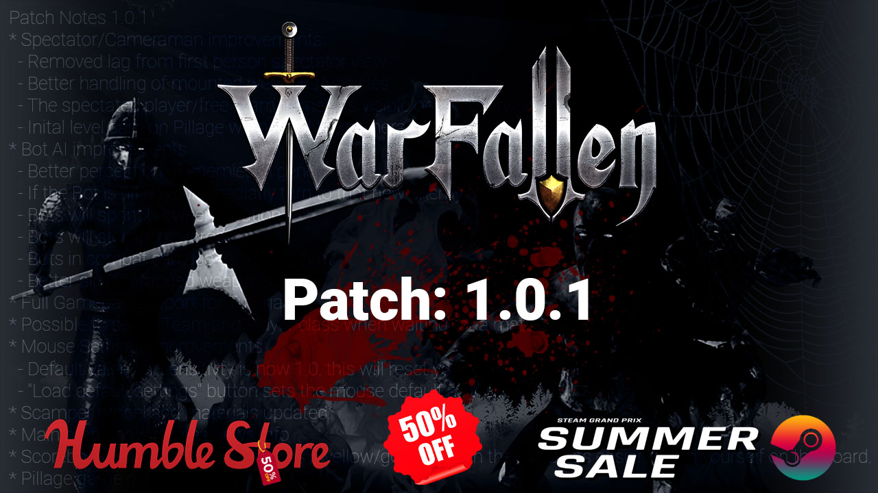 Patch 1.0.1 and 50% sales