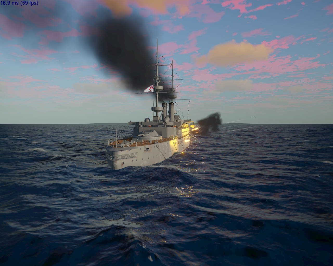 HMS Majestic firing