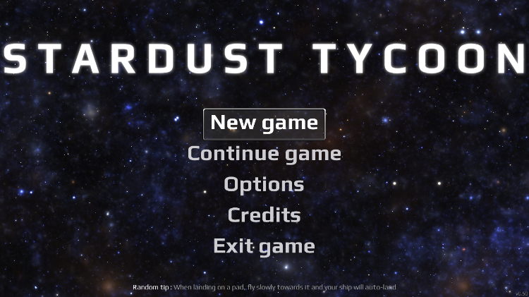 Stardust Tycoon main menu