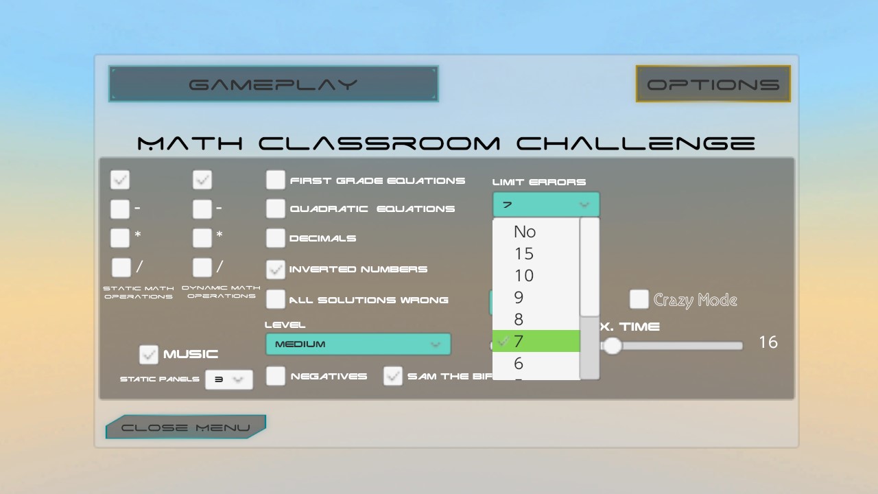 Math Classroom Challenge config