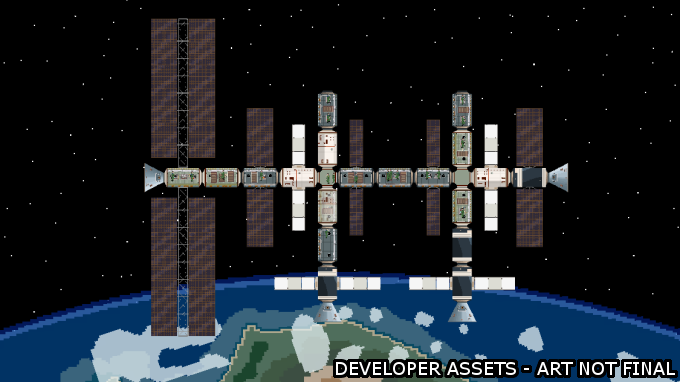 A small, but busy space station with visiting resupply vehicles.