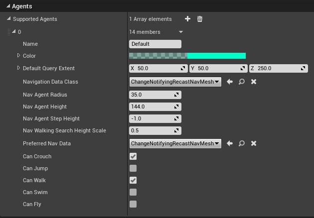 Supported agent project settings