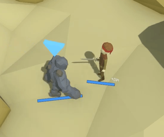 A Stone Golem using a powerful melee skill.