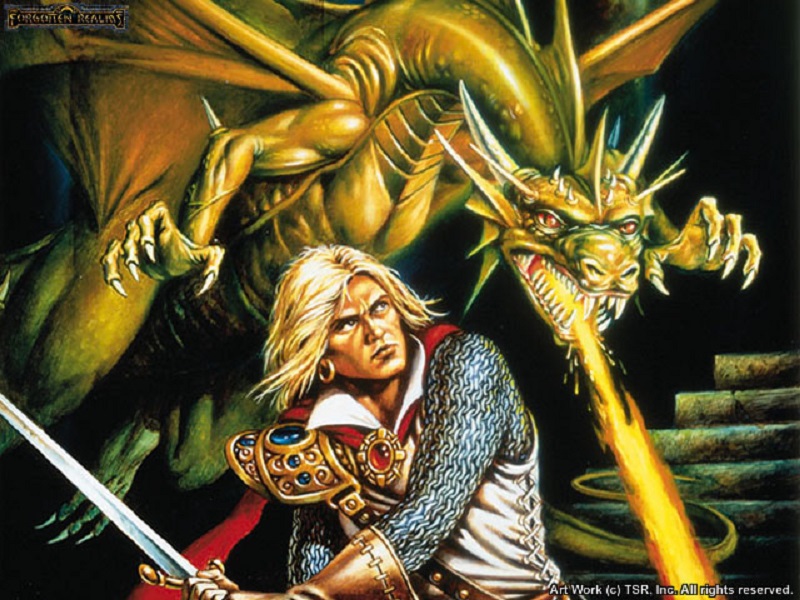 Capture of a fantasy character versus a green dragon.