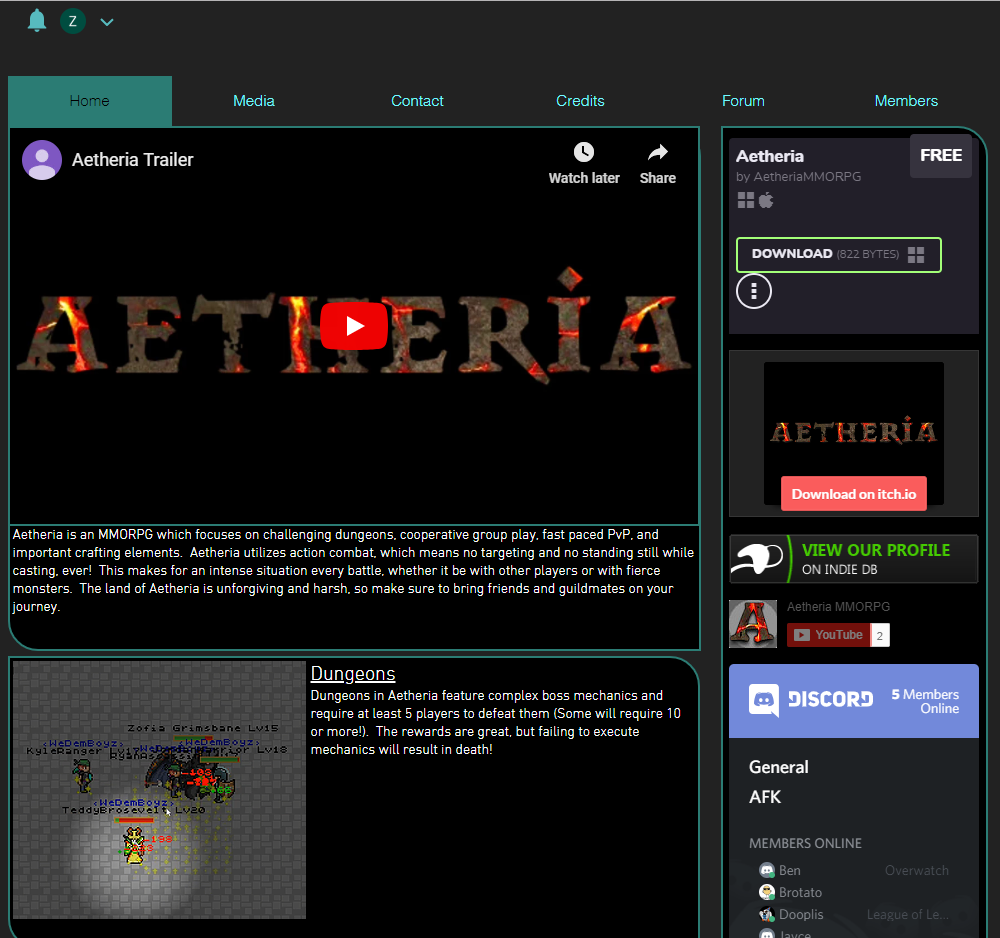 Aetheria's New Website Preview
