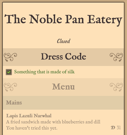 Alas, The Noble Pan is closed