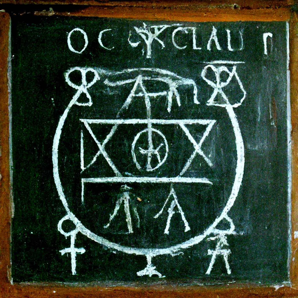 ManneKin occult symbol on classroom board