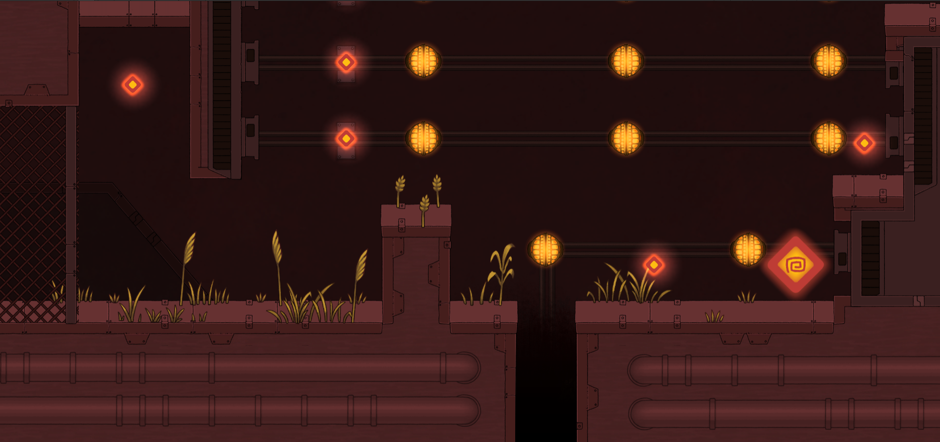 Grass in the red environment level screenshot