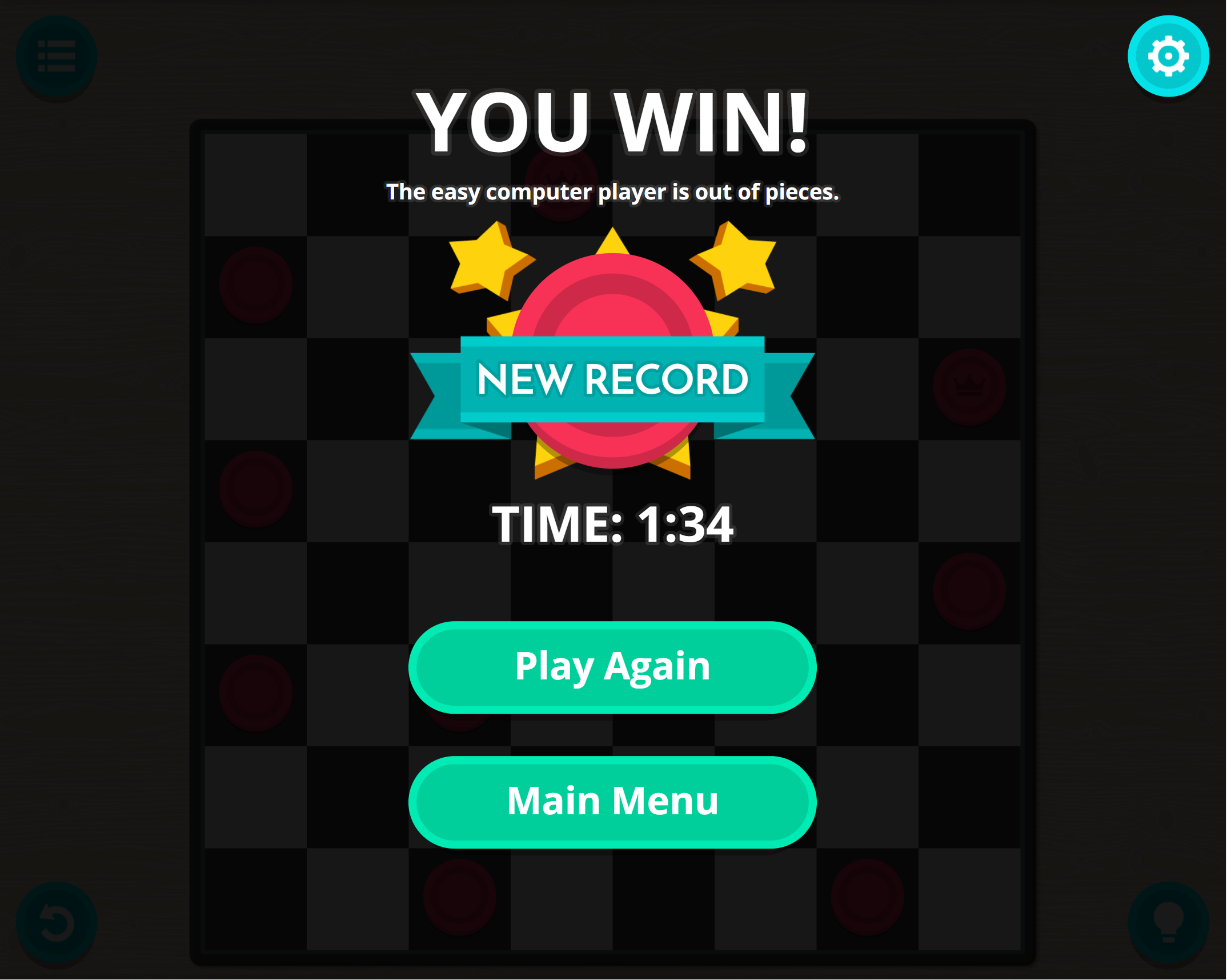 Checkers Win Screen