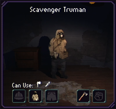 Scavengers start with axe, but can also use knife.