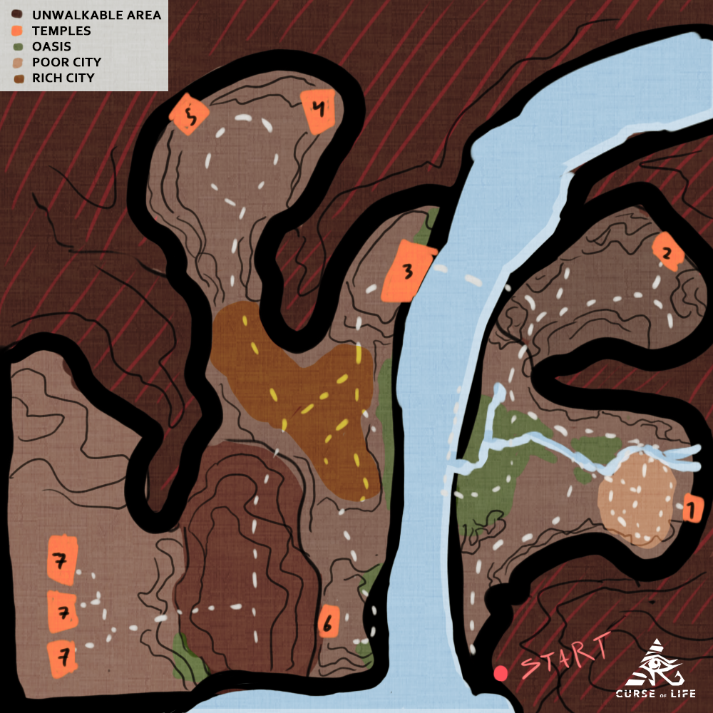 Curse of Life IndieGame Desert Map Layout Design