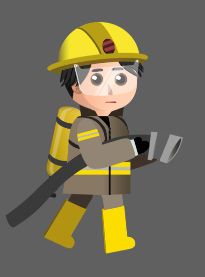  Developing the main character of our game, a firefighter who has to save people, what do you think?