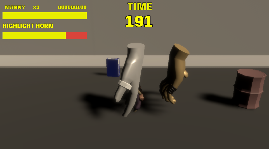 One of the enemies in Finger Fight attacking near the player placeholder