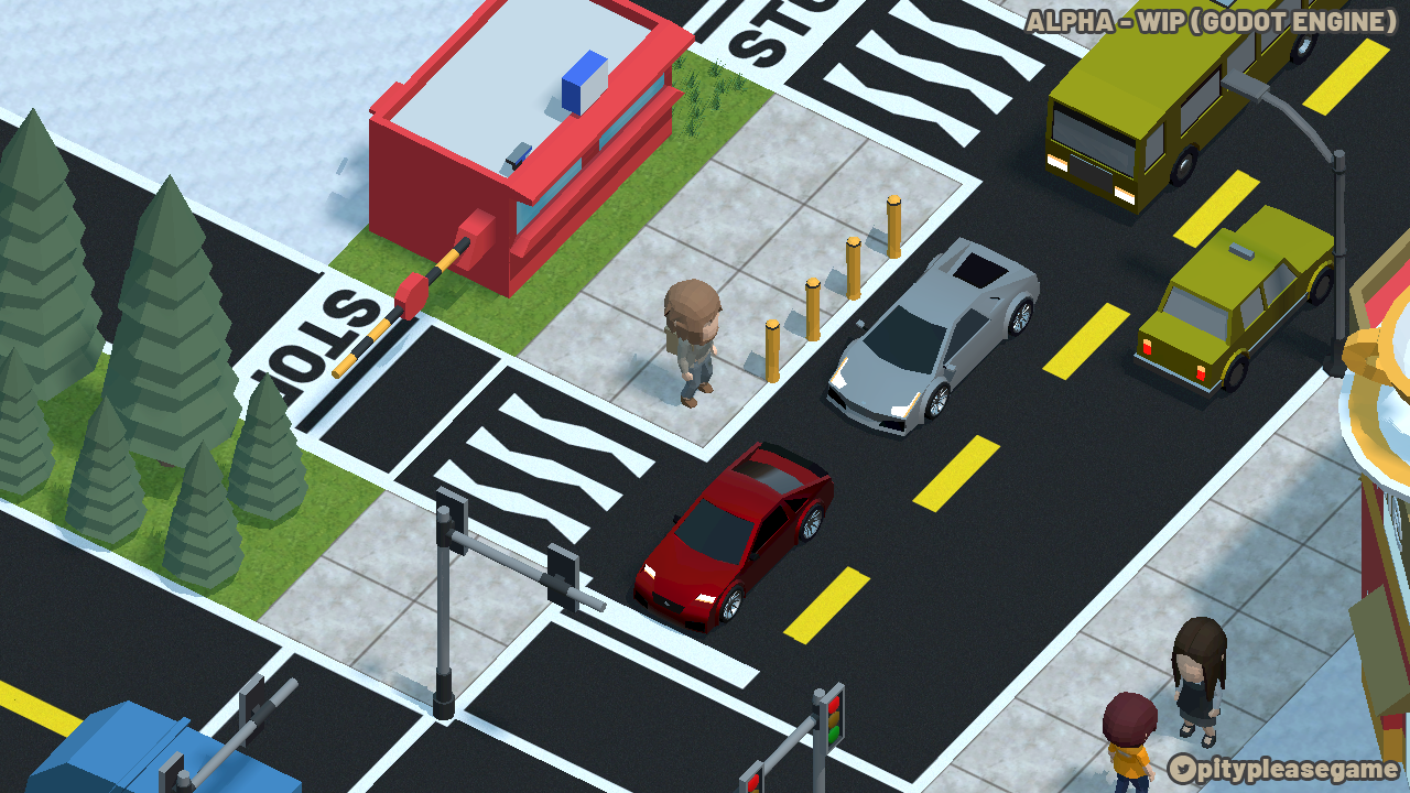 A screenshot of a busy intersection with fancy cars.
