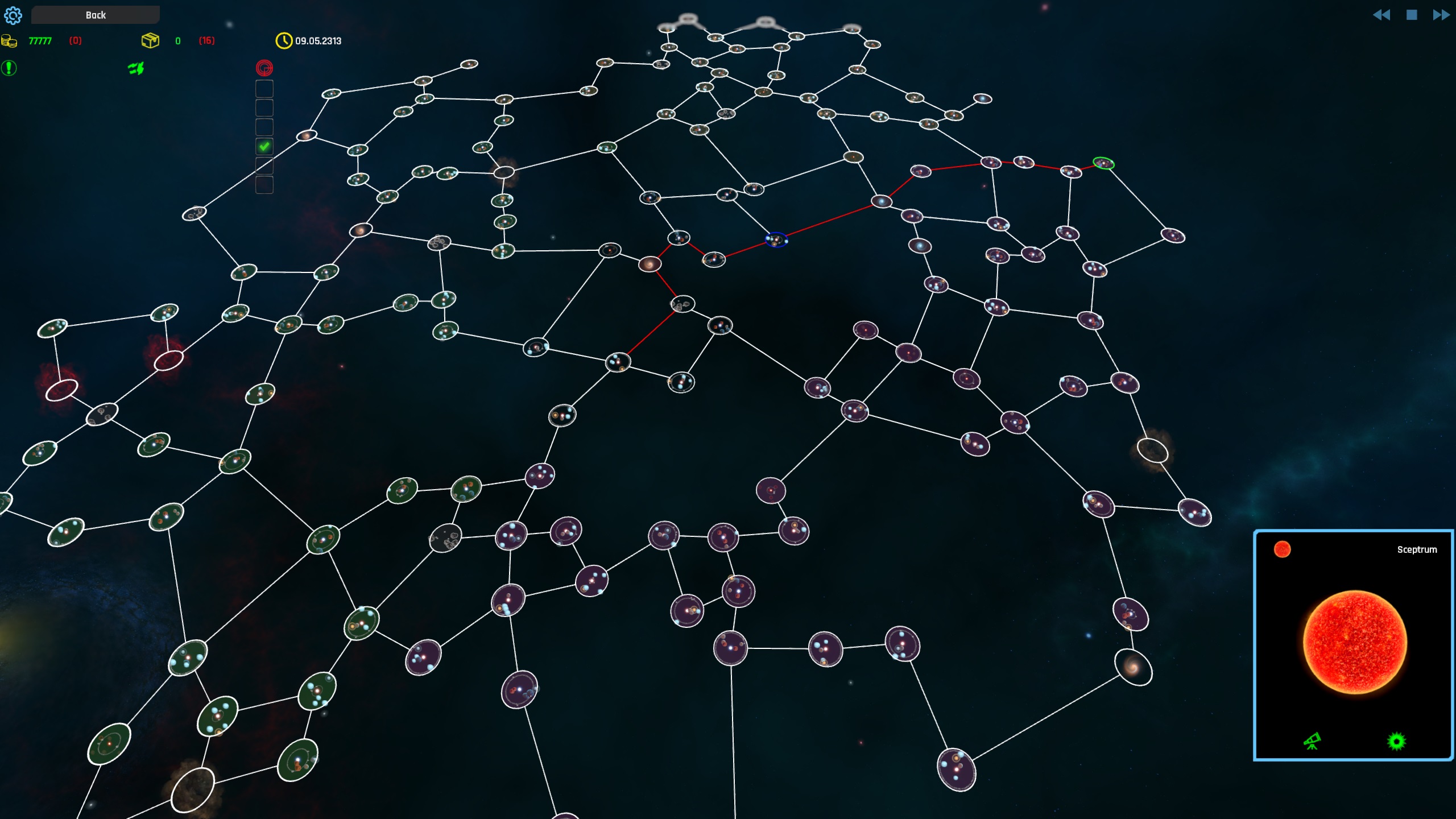The galaxy with star lane map switched on