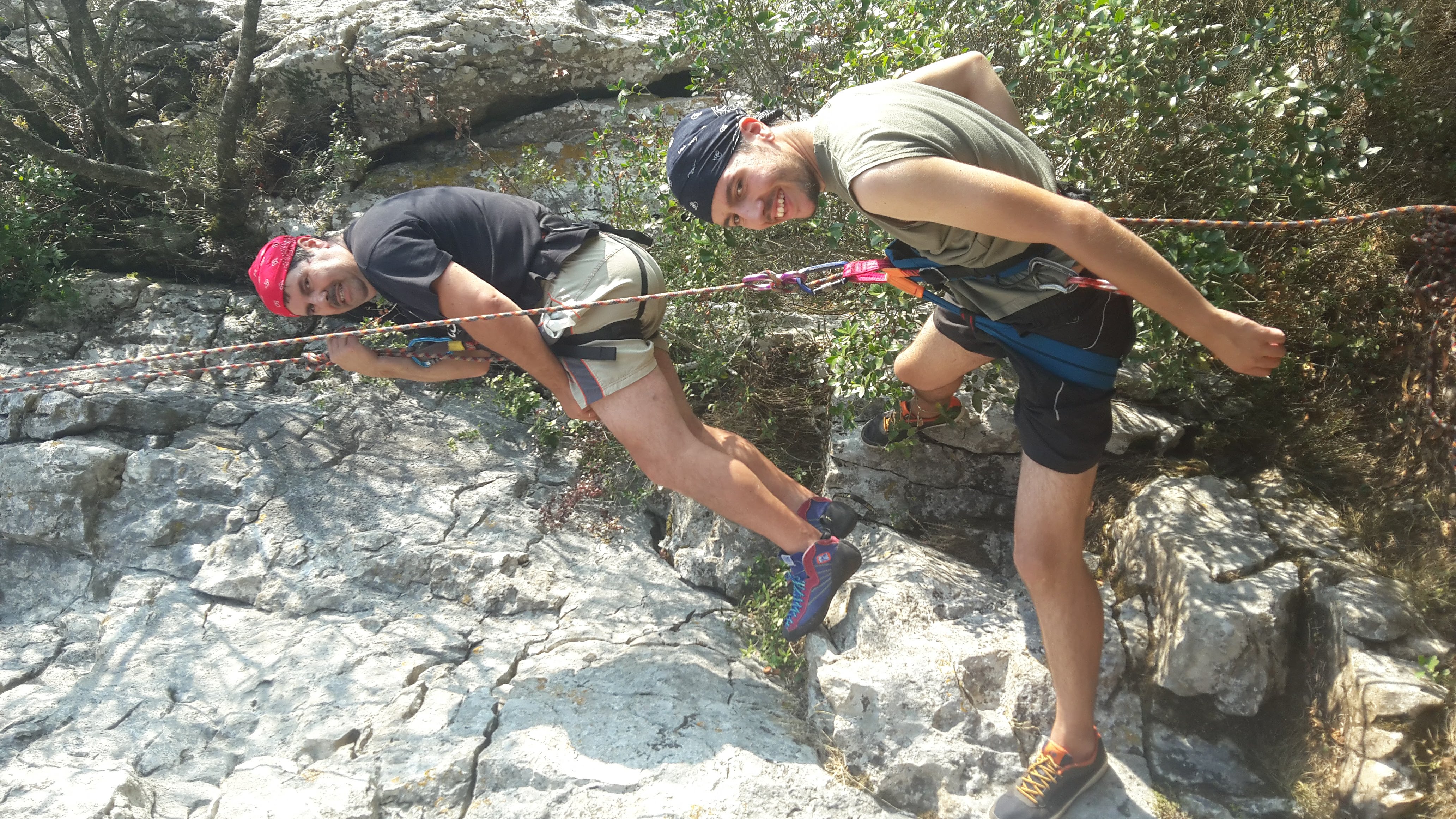 Father and Son Rock Climbing