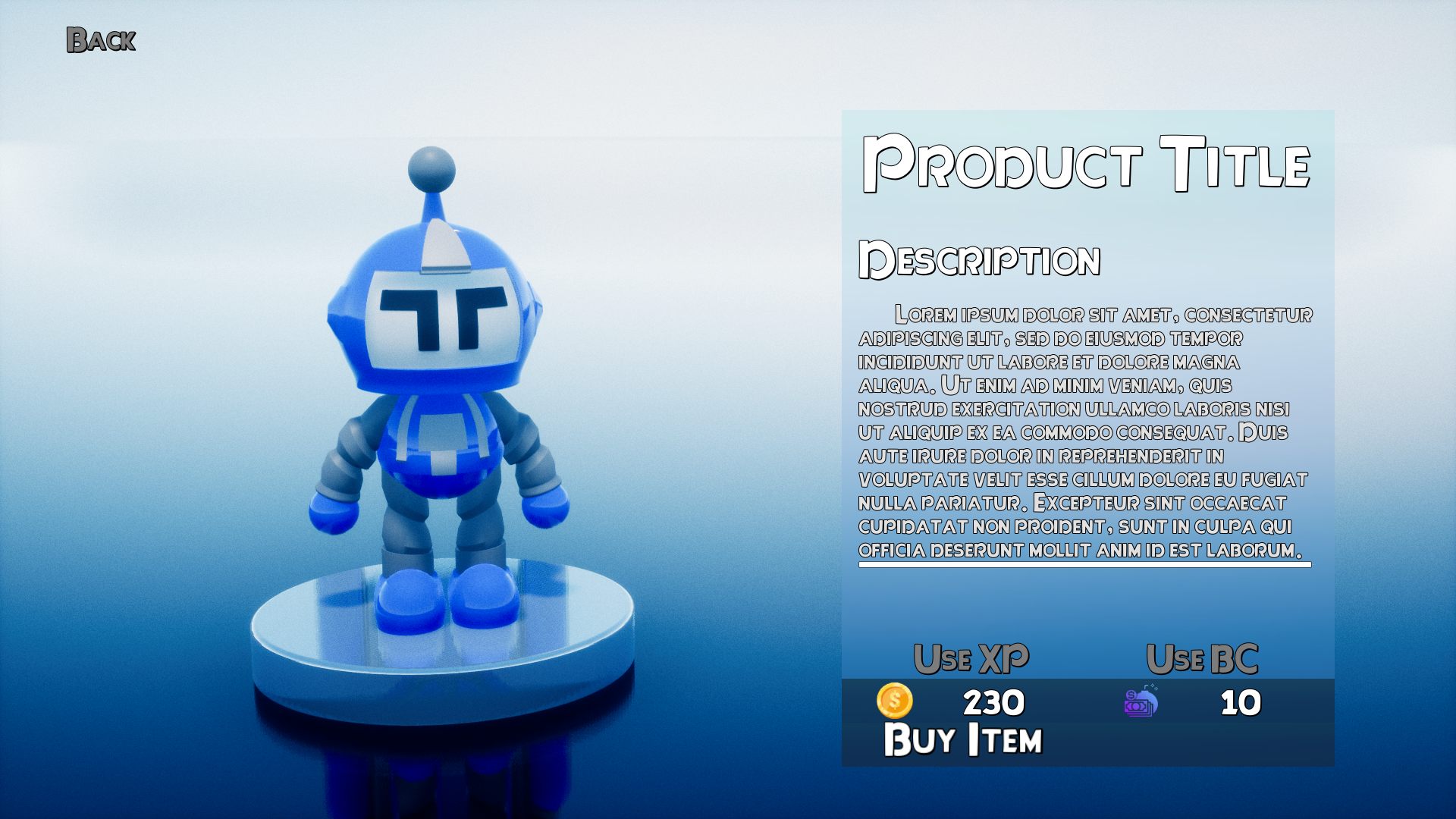 Atomic Blastman Product Display Menu