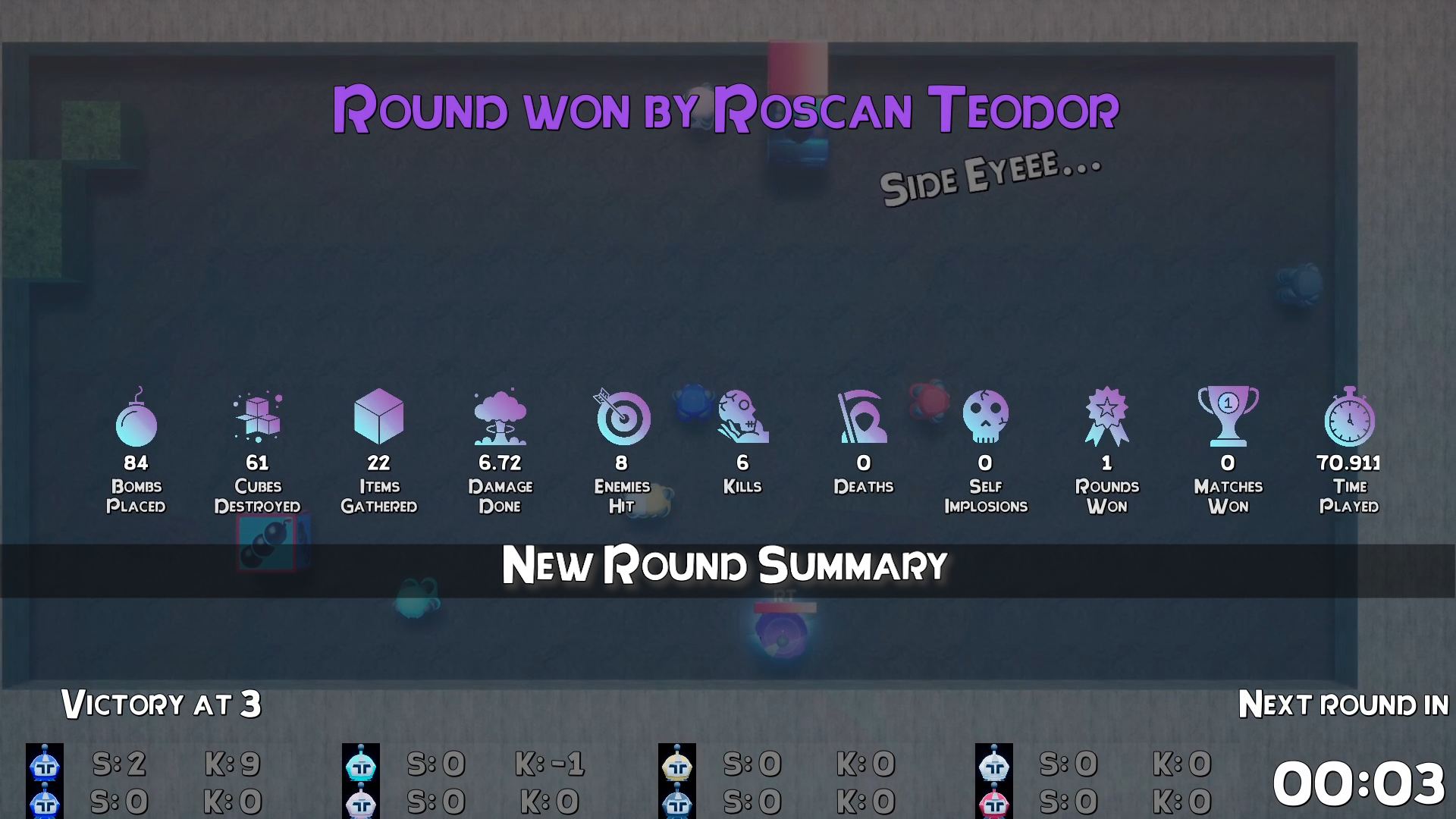 Atomic Blastman Round Statistics Summary Menu