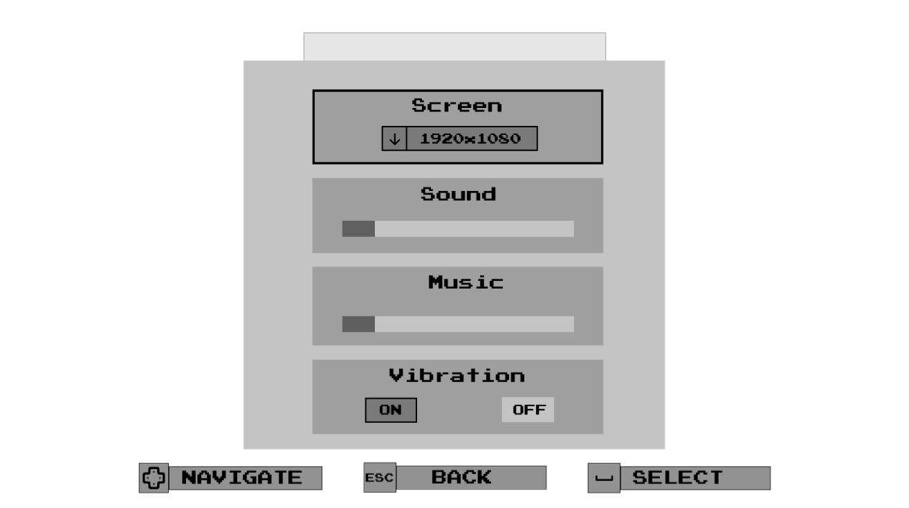 Settings Menu UI