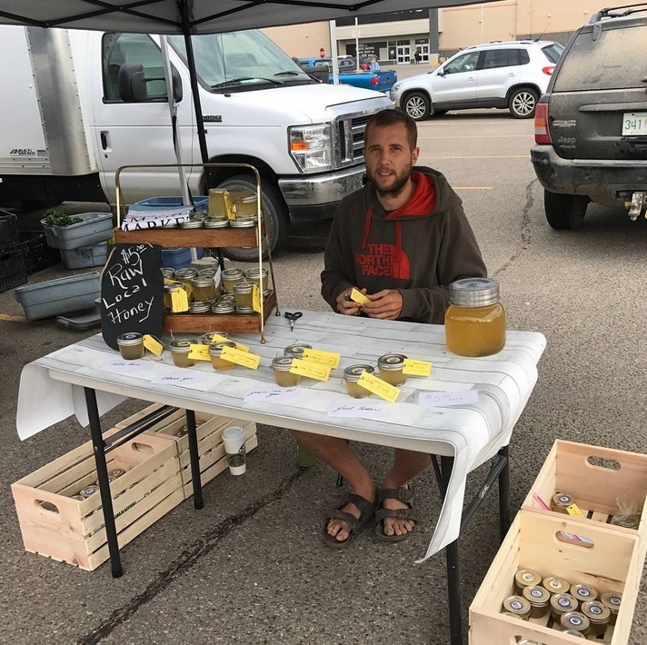 Selling Honey at Farmers Market