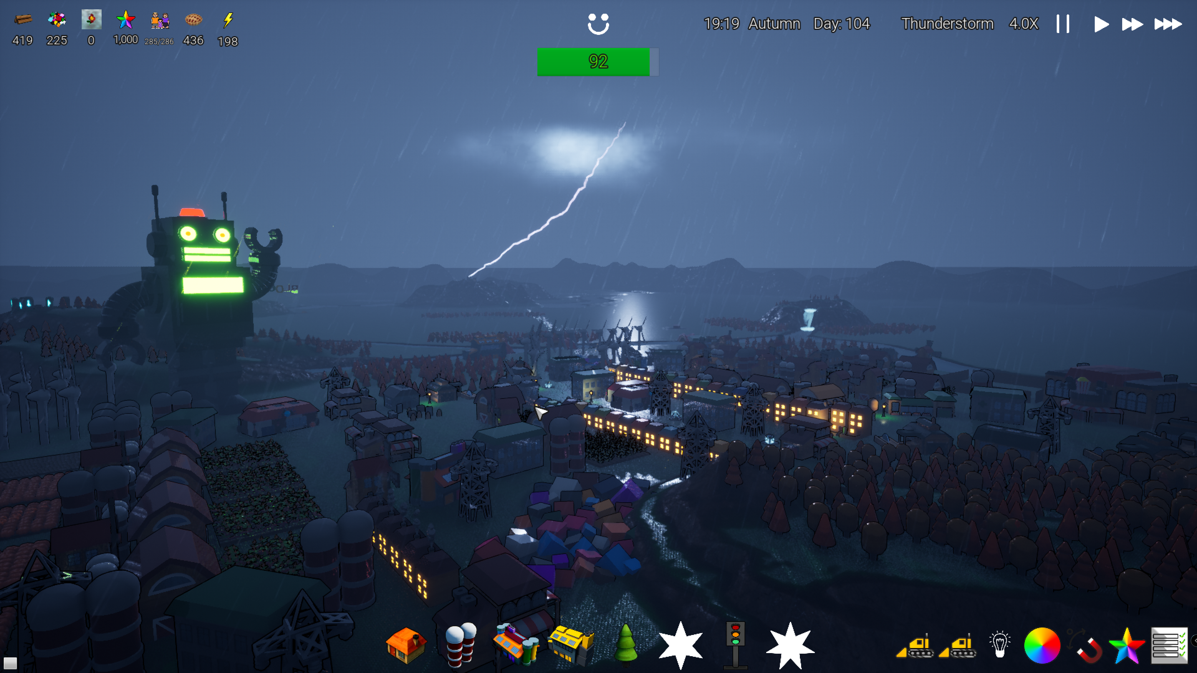 Lighting and thunderstorms over Blockville