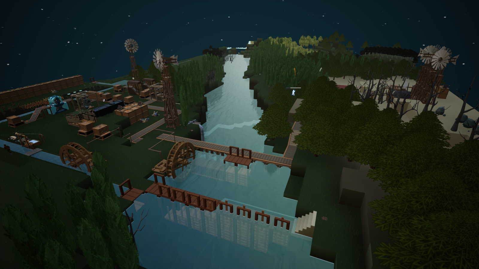 Base with belts, dams, factories and water wheels
