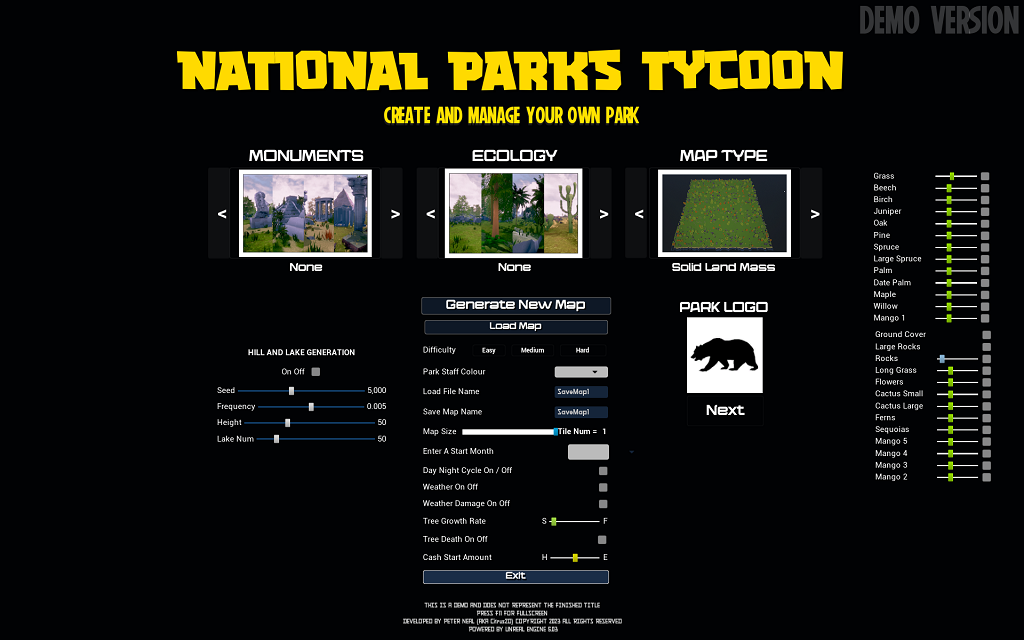 national parks tycoon park build