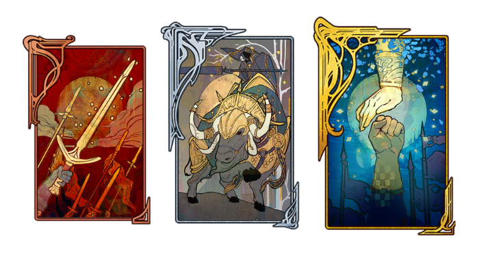 Cards tiers Songs of Silence with Bronze, Silver and Golden frames