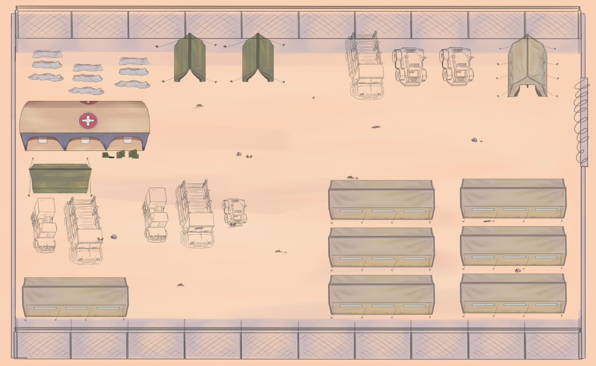 First version of Military camp's assets