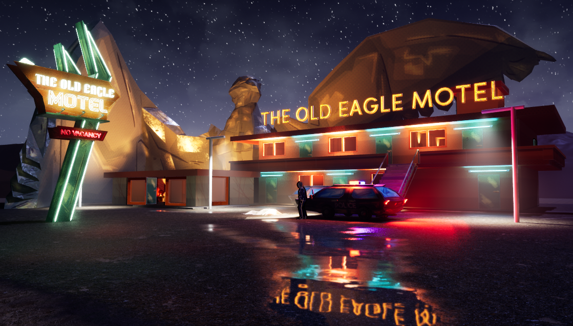 The Old Eagle Motel at night