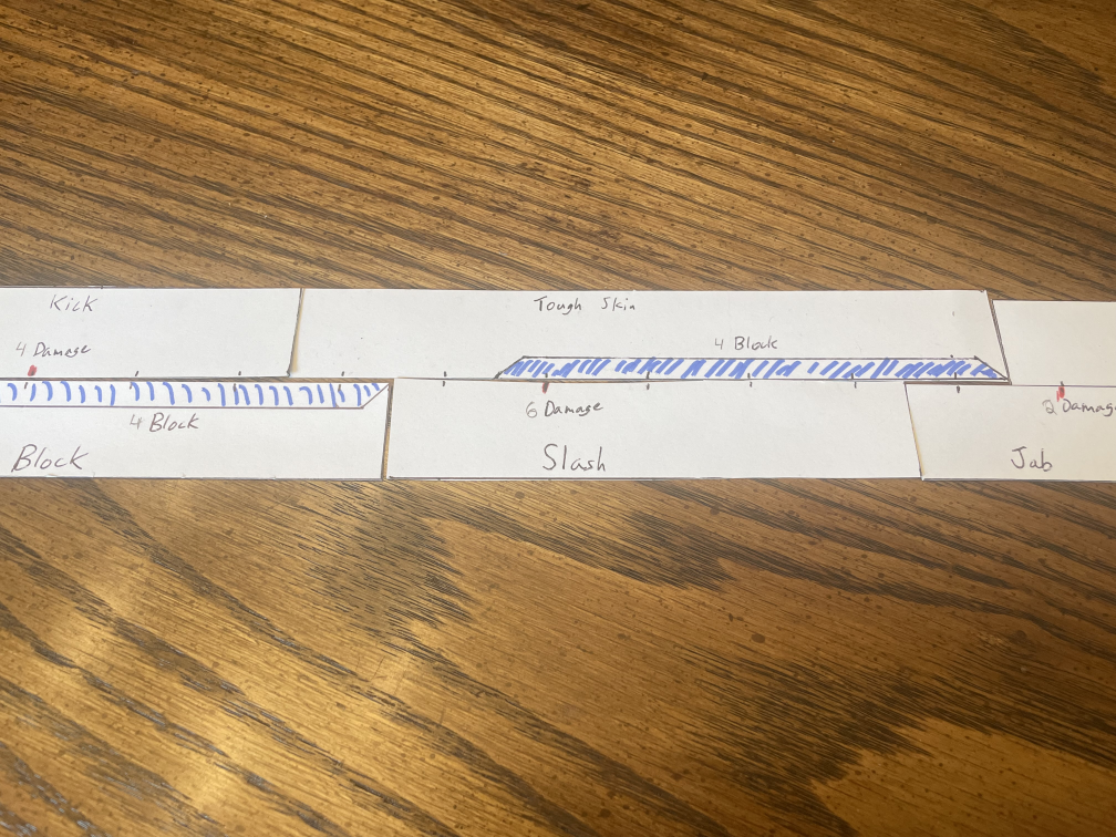 Physical Cards Laid out in two timelines
