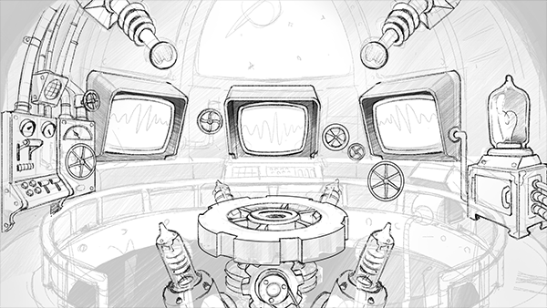 Second iteration of the concept art for the Observatory Environment