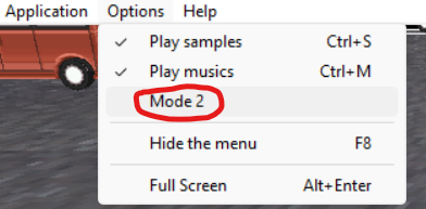 Screenshot showing how to enable Mode 2